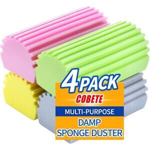 COBETE Damp Clean Duster Sponge,4pack Magic Sponge Eraser Multicolor